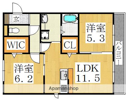 サニーコートバディ(2LDK/2階)の間取り写真