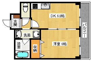 シーガルマンション(1DK/3階)の間取り写真