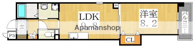 アズヴェール阿倍野(1LDK/2階)の間取り写真