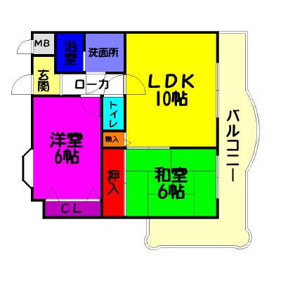 フローリッシュ北田(2LDK/2階)の間取り写真