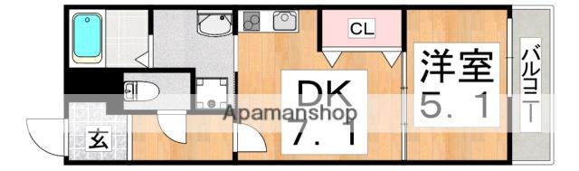 フジパレス杉本町2番館(1DK/3階)の間取り写真