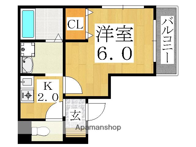 WING(1K/2階)の間取り写真