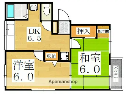 デューク桜井(2DK/1階)の間取り写真