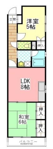 ローズコート(2LDK/6階)の間取り写真