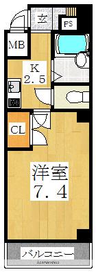 シーダー針中野(1K/3階)の間取り写真