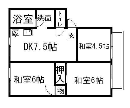 ハイツ昴(2LDK/2階)の間取り写真