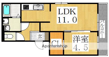 パインフローリッシュ(1LDK/1階)の間取り写真
