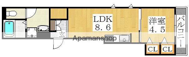 シャーメゾン駒川中野駅前(1LDK/2階)の間取り写真