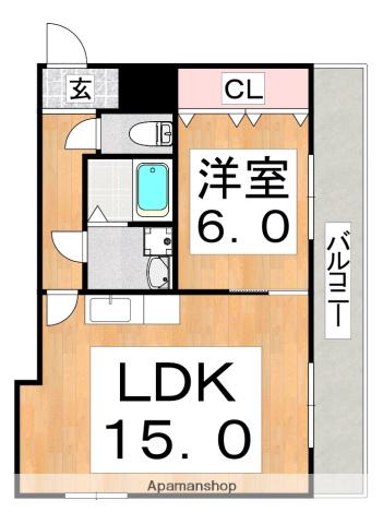 辰巳ハイツ(1LDK/4階)の間取り写真