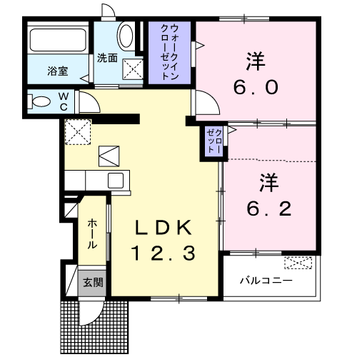 プログレス2(2LDK/1階)の間取り写真