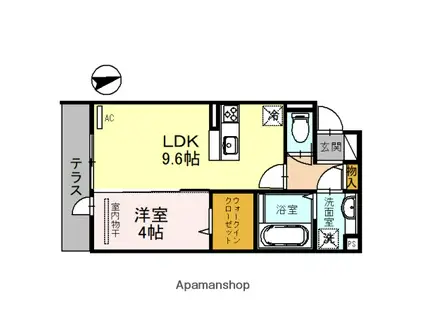 ラムココ真田山(1LDK/1階)の間取り写真