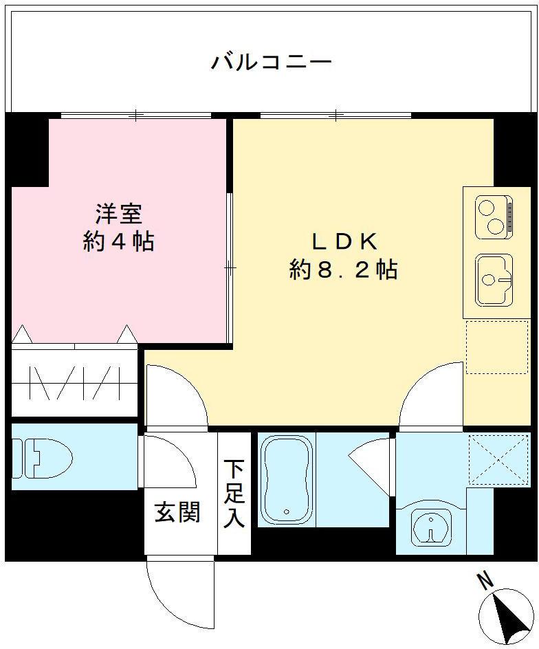 LUVIAS堺(1DK/4階)の間取り写真