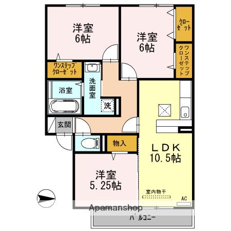 ミルキーウェイ(3LDK/1階)の間取り写真