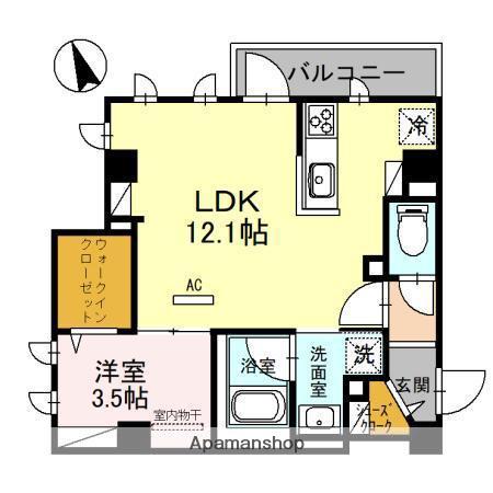 ディーレジデンス長居(1LDK/3階)の間取り写真