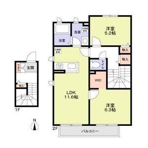 コンフォート東山本(2LDK/2階)の間取り写真