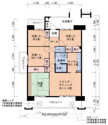 サンヴァリエ針中野4号棟(4LDK/6階)の間取り写真