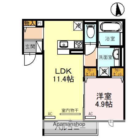 PINO SOLANA(1LDK/3階)の間取り写真