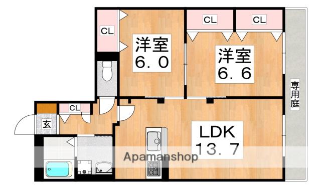 ハイムメゾン平野郷(2LDK/1階)の間取り写真