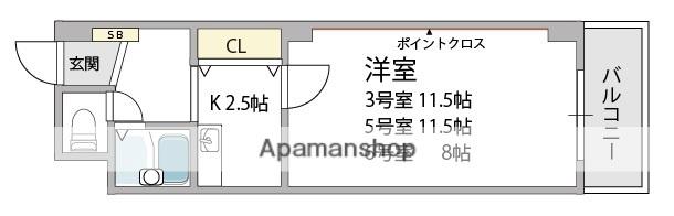 コンフォール長吉(1K/8階)の間取り写真