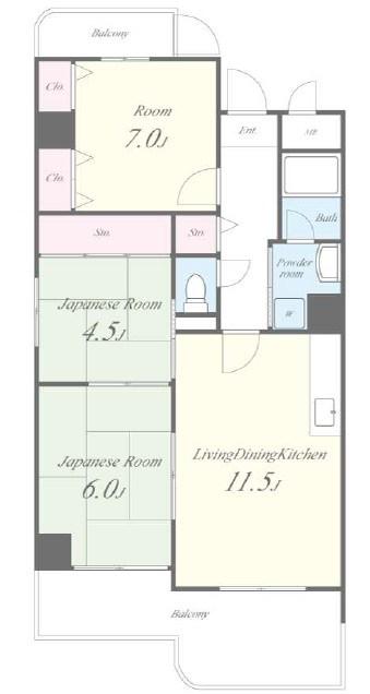 シャト-アルベ-ル(3LDK/1階)の間取り写真