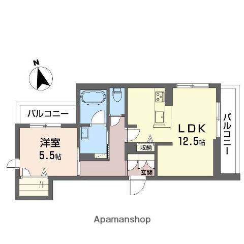 シャーメゾン ブランディ—ユ 清水丘(1LDK/2階)の間取り写真