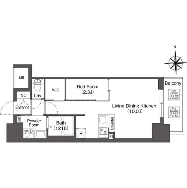 コンフォリアリヴ北浜平野町(1LDK/2階)の間取り写真