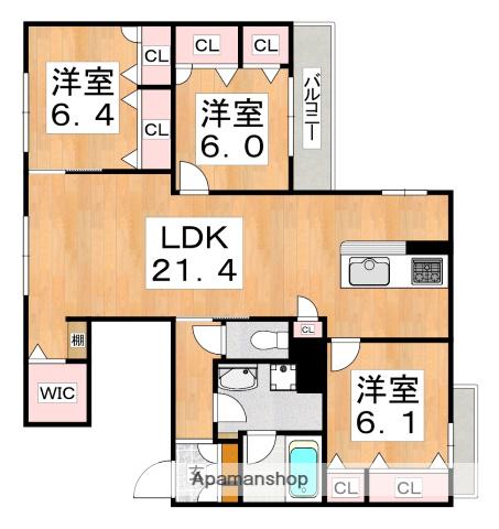 フローレ 桃ケ池(3LDK/4階)の間取り写真