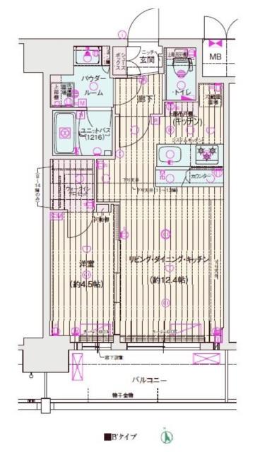 ソルテラス OSAKA イースト GATE(1LDK/11階)の間取り写真
