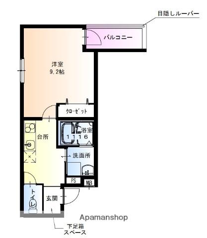 フジパレス今川公園Ⅲ番館(1K/1階)の間取り写真