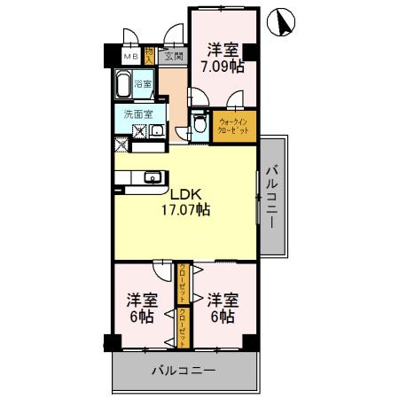 ラ・メゾンMSⅡ(3LDK/6階)の間取り写真