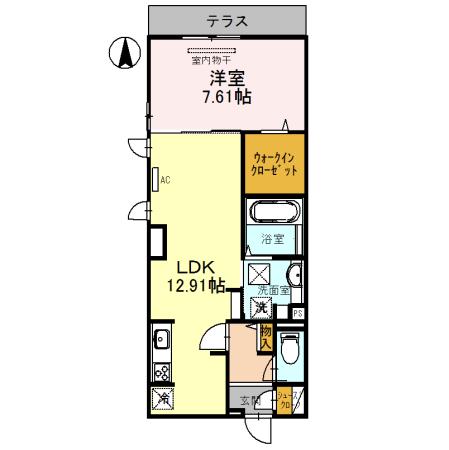 セントラル ポーA(1LDK/1階)の間取り写真