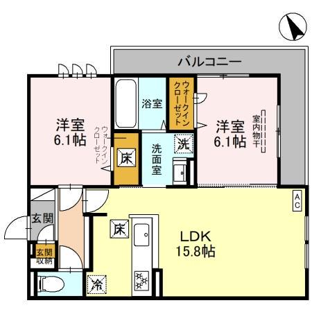 パサログランデ浜寺諏訪森Ⅱ(2LDK/1階)の間取り写真