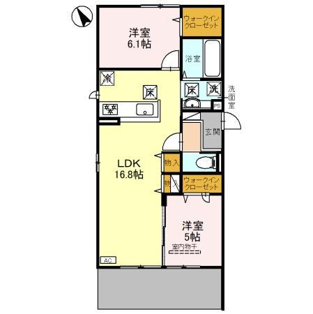 パサログランデ浜寺諏訪森Ⅱ(2LDK/1階)の間取り写真