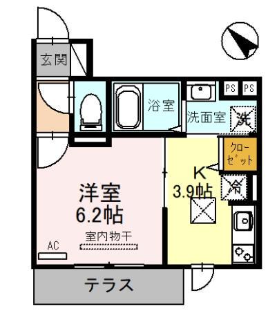 RIHITO堺東(1K/1階)の間取り写真