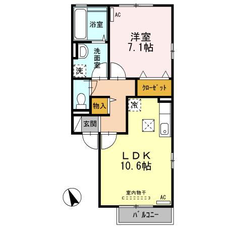 ルミエール・K(1LDK/1階)の間取り写真