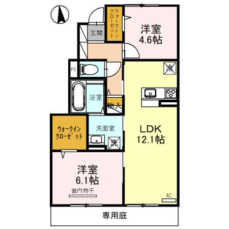 メゾン・ド・五条宮(2LDK/1階)の間取り写真