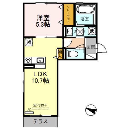 アソシエ高松東(1LDK/1階)の間取り写真