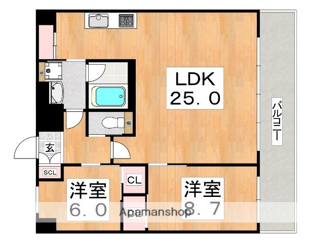 プレジオ帝塚山(2LDK/14階)の間取り写真