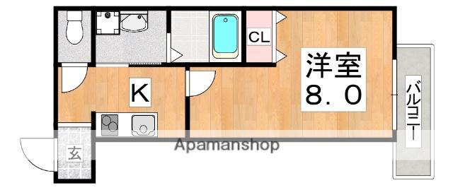 クローバー・シエル長居公園(1K/3階)の間取り写真
