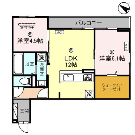 グランヴェール6(2LDK/3階)の間取り写真