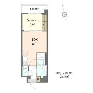ALIVIS緑橋(1LDK/4階)の間取り写真