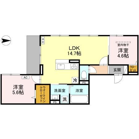 D-ROOM東花園(2LDK/1階)の間取り写真