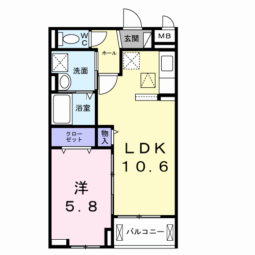 ブライト中野(1LDK/1階)の間取り写真