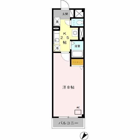 オレンジコート西心斎橋(1K/4階)の間取り写真