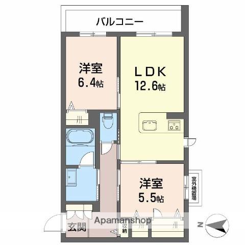 シャーメゾン ジー コート ホウゼンジ(2LDK/2階)の間取り写真