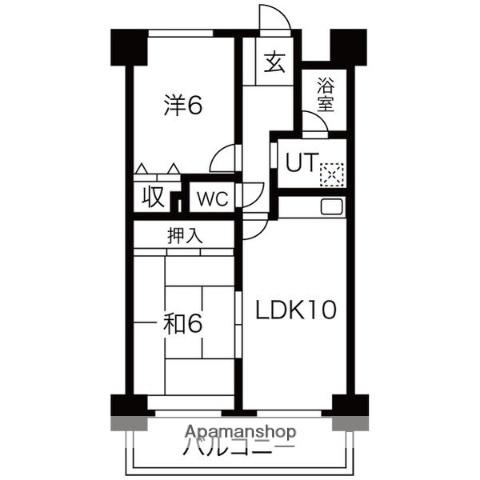 平野西レジデンス(2LDK/6階)の間取り写真