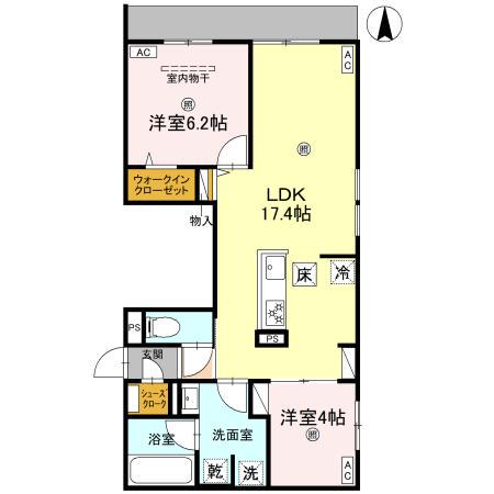 スペチアーレ鷹合(2LDK/1階)の間取り写真