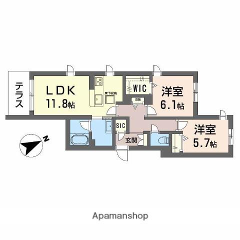 エクリアス浜寺(2LDK/1階)の間取り写真