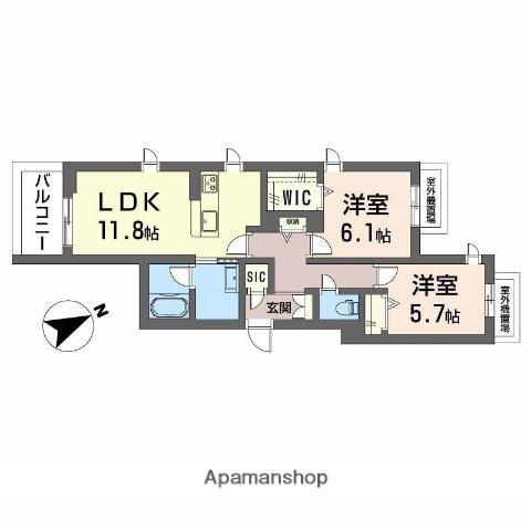 エクリアス浜寺(2LDK/3階)の間取り写真