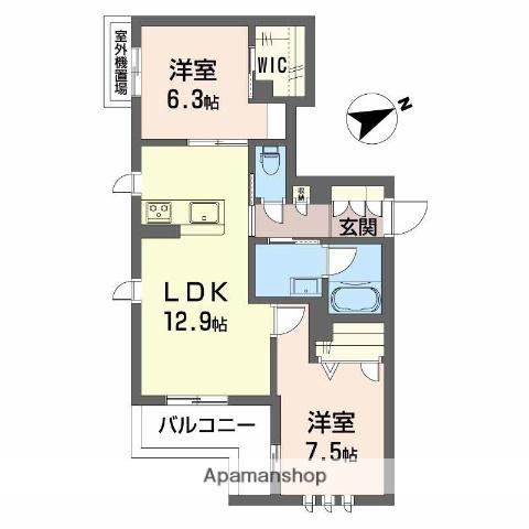 エクリアス浜寺(2LDK/2階)の間取り写真